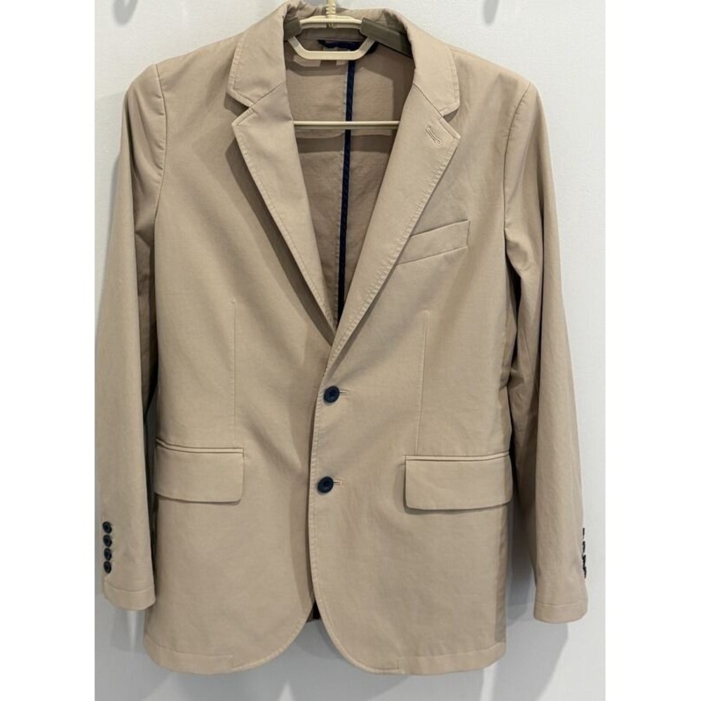 Vineyard Vines Blazer Boys OTG On The Go Tan Stretch Two Button Jacket Size 14
